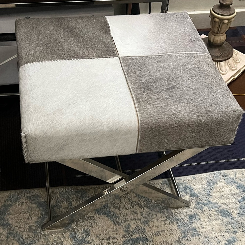 Grayson Lane Modern Light Gray Patchwork Ottoman